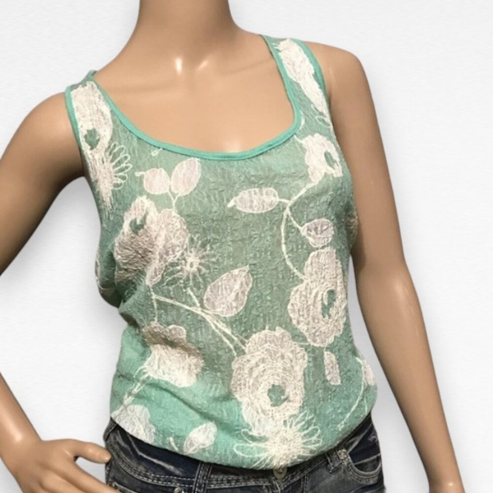 Sheer Floral Green Racerback